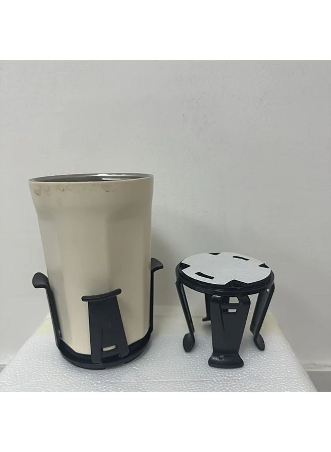 1pc Car Cup Holder Organizer With 2 Drink Storage Racks Sleek Black Plastic - Image 4